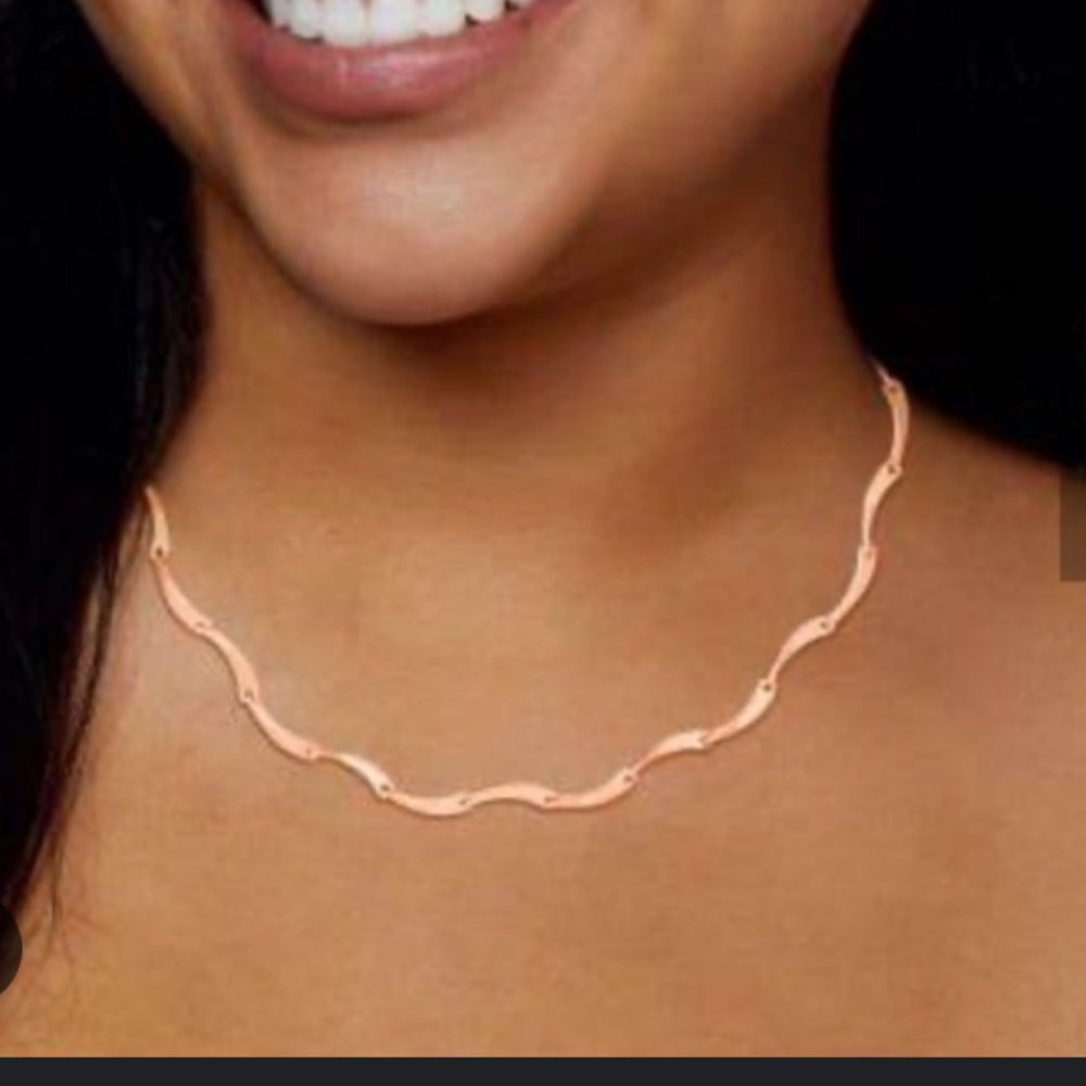 Rose Gold Wavy Link Choker Necklace - Women Jewelry
